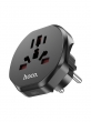 Сетевой переходник адаптер для евророзетки Hoco AC6 10А 250В черный
