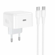 Сетевое зарядное устройство Hoco C161A USB-C PD 40W быстрая зарядка, адаптер питания с кабелем Type-C