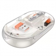 Мышь беспроводная Hoco GM35 двухрежимная 2.4G Bluetooth+USB прозрачная белая бесшумная
