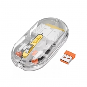 Мышь беспроводная Hoco GM35 двухрежимная 2.4G Bluetooth+USB прозрачная серая бесшумная