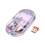 Мышь беспроводная Hoco GM35 двухрежимная 2.4G Bluetooth+USB прозрачная фиолетовая бесшумная