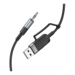 Кабель аудио-конвертер HOCO UPA23 AUX 3.5 мм – USB/Type-C, 1 м, черный
