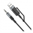 Кабель аудио-конвертер HOCO UPA23 AUX 3.5 мм – USB/Type-C, 1 м, черный