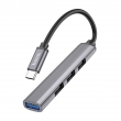 Хаб, разветвитель Hoco HB26 4 in 1 adapter(Type-C to USB3.0+USB2.0*3) silver