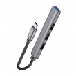 Хаб, разветвитель Hoco HB26 4 in 1 adapter(Type-C to USB3.0+USB2.0*3) silver