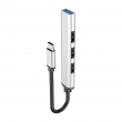 Хаб, разветвитель Hoco HB26 4 in 1 adapter(Type-C to USB3.0+USB2.0*3) silver