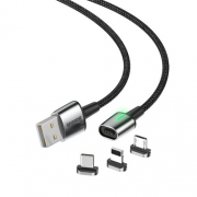 Кабель Baseus Zinc Magnetic Cable Kit（iP+Type-C+Micro） 2m black