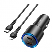 Hoco NZ3 Clear way 40W dual port PD car charger set (+кабель Type-C to Lightning)