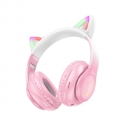 Наушники беспроводные с ушками Hoco W42 Cat ears BT pink