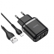 HOCO  N4 Aspiring dual port charger set(for Lightning)(EU) black
