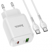 HOCO N5 Favor dual port PD20W+QC3.0 charger set(Type-C TO Type-C)(EU) white