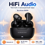 Беспроводные наушники BOROFONE BW96 Mellow Sound с ANC+ENC шумоподавлением, черные