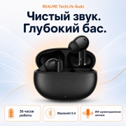 Беспроводные наушники REALME TechLife Buds Bluetooth 5.4 с шумоподавлением черные